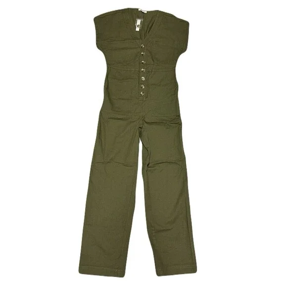 NEW Madewell Womens Size XS Kale Green Cap Sleeve Cotton Utility Jumpsuit $138 - Picture 3 of 10